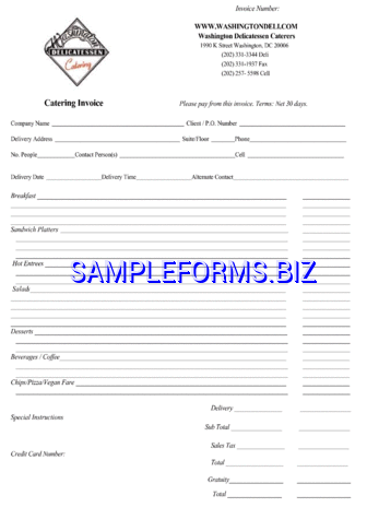 Catering Invoice Template 3 pdf free